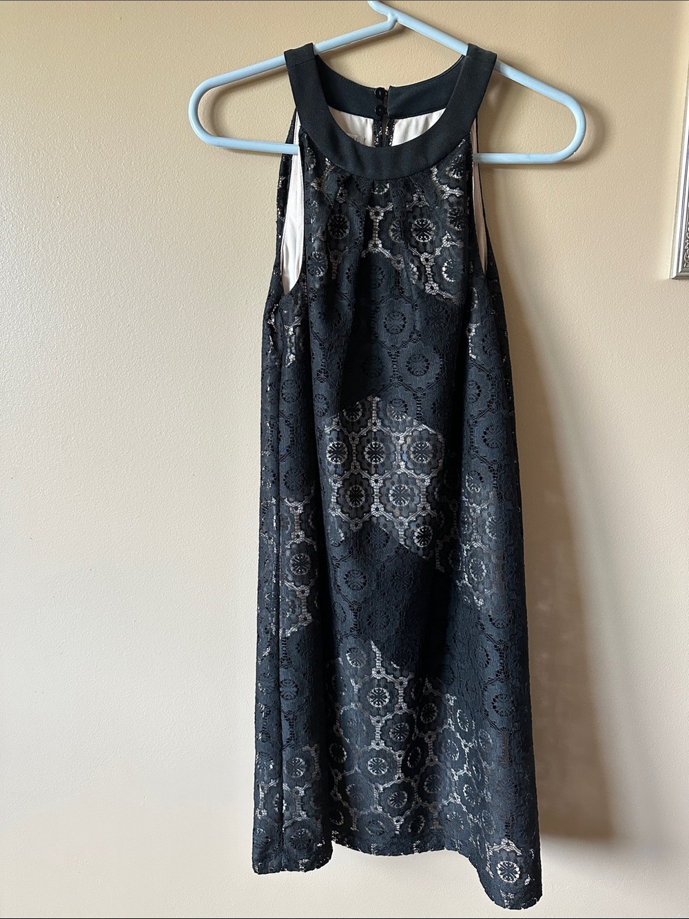 Maggy London Black Lace Midi Dress with Cream Lining
